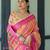 Yellow leheriya printed zari  linen saree