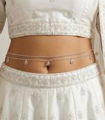 Stylish 2 layer belly chain kamarband crystals studded festive occasion jewelry for women