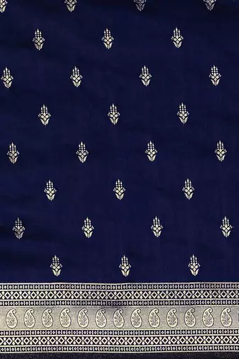 Navy blue women ethnic motifs woven design zari silk blend banarasi saree