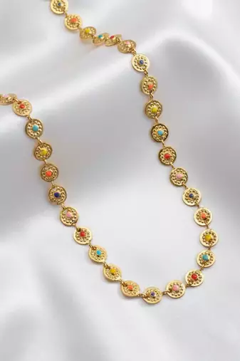 Multicolor ethnic belly chain kamarband crystals studded festive bridal jewelry for women