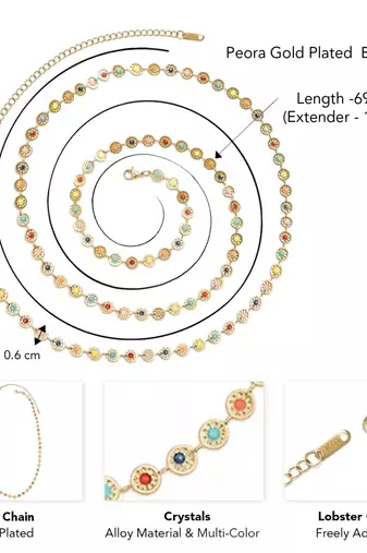 Multicolor ethnic belly chain kamarband crystals studded festive bridal jewelry for women