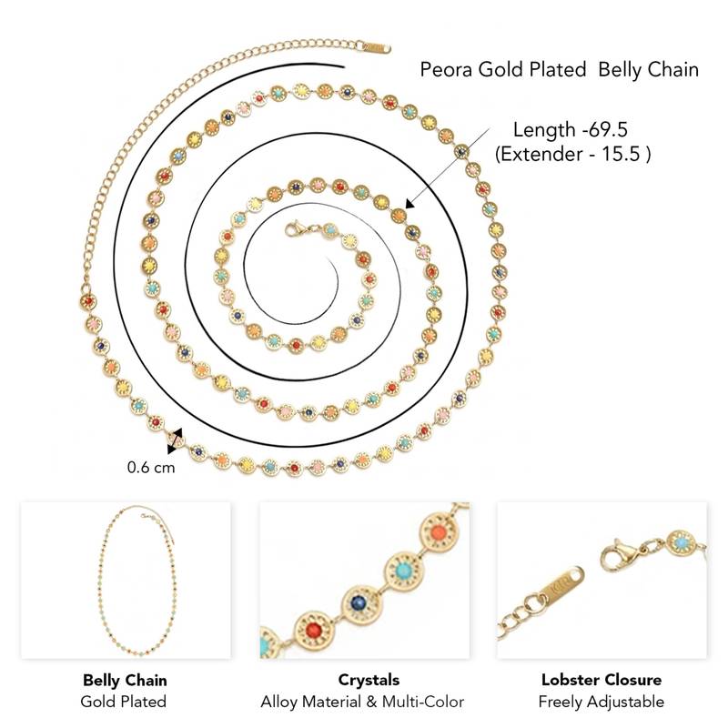 Multicolor ethnic belly chain kamarband crystals studded festive bridal jewelry for women