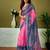 Pink paisley zari  linen ready to wear tussar saree