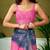 Pink paisley zari  linen ready to wear tussar saree