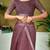 Brown floral zari  linen ready to wear tussar saree