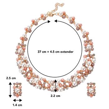 Pearl collection rose cubic zirconia studded choker necklace earring 4