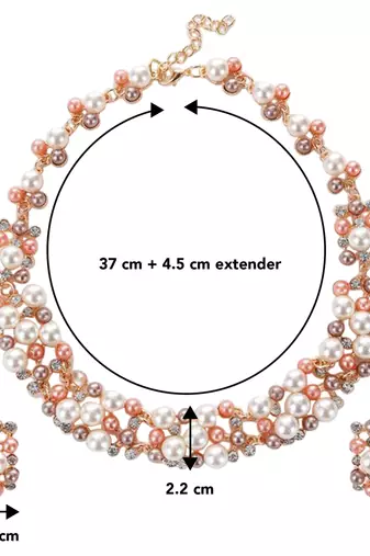 Pearl collection rose cubic zirconia studded choker necklace earring
