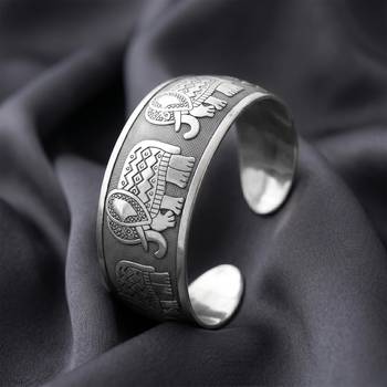 Elephant engraved cuff bracelet for women 3