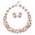 Pearl collection rose cubic zirconia studded choker necklace earring