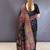 Black floral zari silk blend saree
