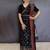Black floral zari silk blend saree
