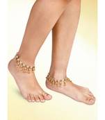 White kundan & beads studded ethnic anklet traditional payal jewellery gift for women