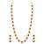 Cubic zirconia & maroon crystal studded long necklace earrings