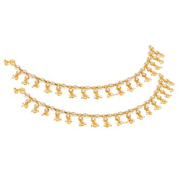 White kundan & beads studded ethnic anklet traditional payal jewellery gift for women 2