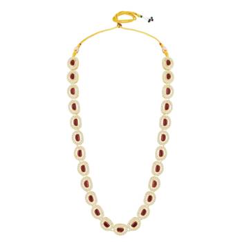 Cubic zirconia & maroon crystal studded long necklace earrings 2