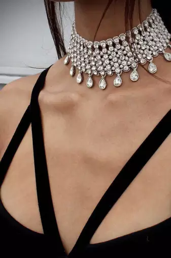 Crystal necklace tassel choker neck chain rhinestone fashion jewellery gift for women