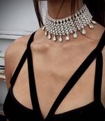 Crystal necklace tassel choker neck chain rhinestone fashion jewellery gift for women