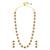 Cubic zirconia & maroon crystal studded long necklace earrings