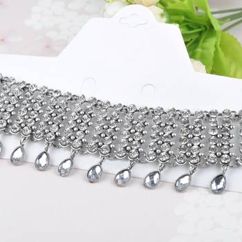 Crystal necklace tassel choker neck chain rhinestone fashion jewellery gift for women 2
