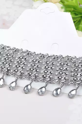 Crystal necklace tassel choker neck chain rhinestone fashion jewellery gift for women
