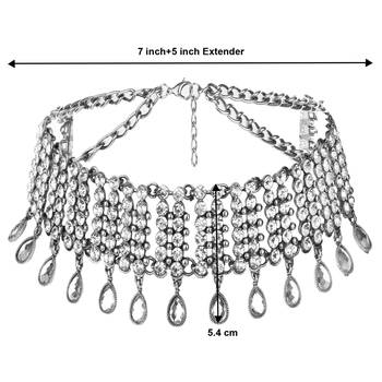Crystal necklace tassel choker neck chain rhinestone fashion jewellery gift for women 4