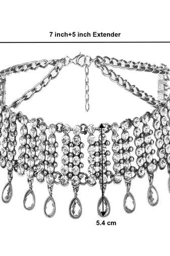Crystal necklace tassel choker neck chain rhinestone fashion jewellery gift for women