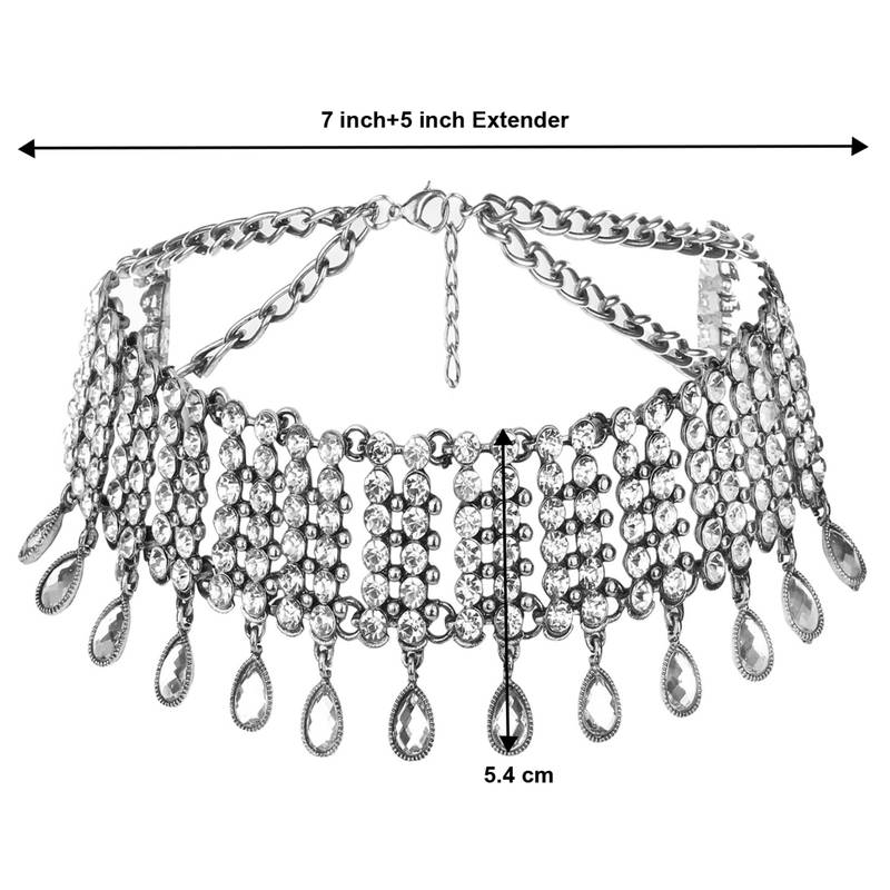 Crystal necklace tassel choker neck chain rhinestone fashion jewellery gift for women