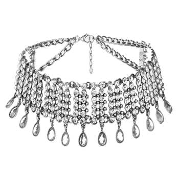 Crystal necklace tassel choker neck chain rhinestone fashion jewellery gift for women 5