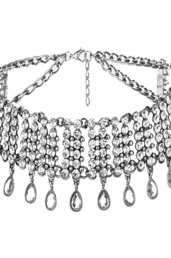 Crystal necklace tassel choker neck chain rhinestone fashion jewellery gift for women