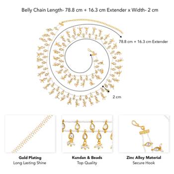 Kundan & beads studded ethnic belly chain kamar patta kamar bandh traditional jewellery gift for women 4