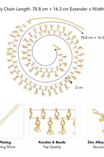 Kundan & beads studded ethnic belly chain kamar patta kamar bandh traditional jewellery gift for women