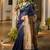 Navy blue blue woven design designer saree with contrast border