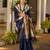 Navy blue blue woven design designer saree with contrast border