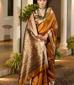 Mustard mustard woven design designer saree with zari detail