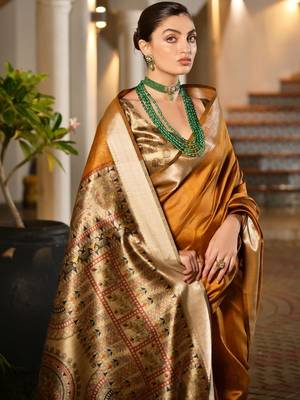 Mustard mustard woven design designer saree with zari detail 3