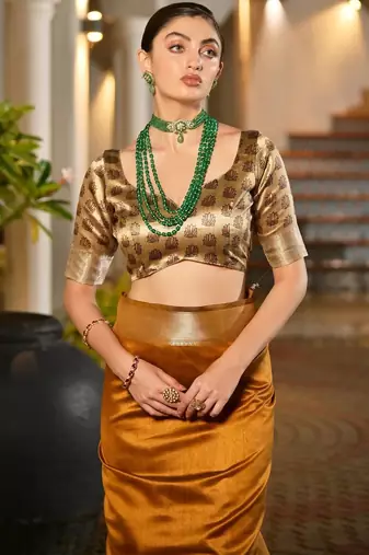 Mustard mustard woven design designer saree with zari detail