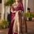 Maroon maroon woven designer saree with contrast border
