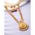 Women's gold toned rani pink & green synthetic stone studded long maharani