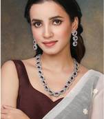 Silver plated maroon cubic zirconia & synthetic stone studded
