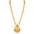 Women's gold toned rani pink & green synthetic stone studded long maharani