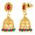 Women's gold toned rani pink & green synthetic stone studded long maharani