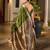Green light green woven design designer saree with border