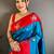 Blue ethnic motifs zari silk blend heavy work banarasi saree