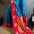 Blue ethnic motifs zari silk blend heavy work banarasi saree