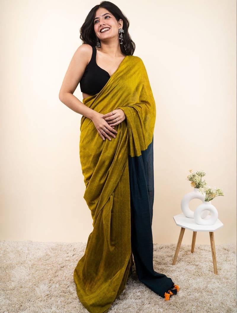 Multicolor woven design khadi saree
