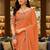 Orange woven design embroidered poly georgette leheriya saree