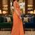 Orange woven design embroidered poly georgette leheriya saree