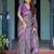 Purple floral printed zari  linen saree
