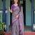 Purple floral printed zari  linen saree