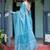 Blue women floral zari  linen saree